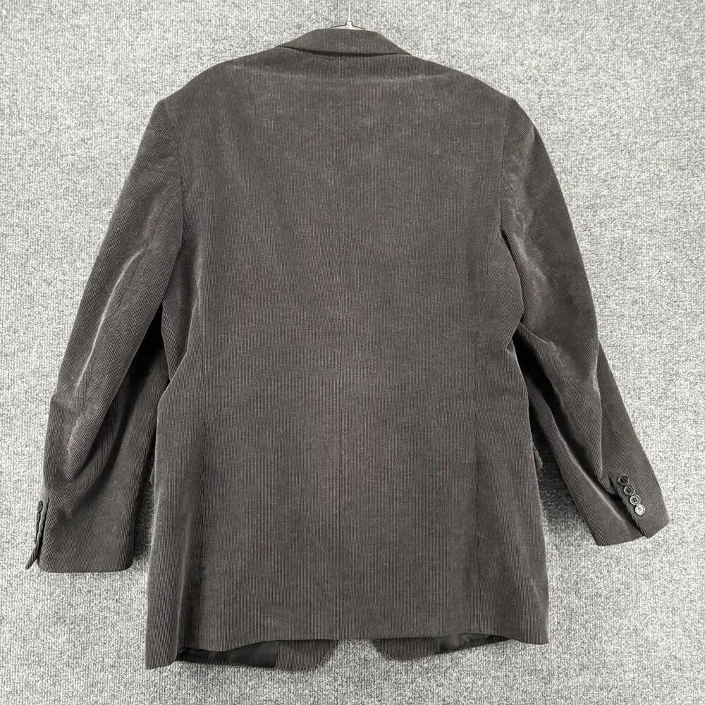 Zagato Corduroy Blazer Jacket Mens 42L Black Gray Three Button Up Sport‎ Coat